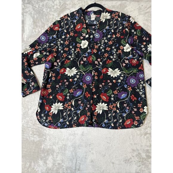 Women’s Chico’s Blouse Sheer Floral Print Multicolored Plus Size 3 16/18 - Picture 6 of 16